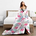 thumbnail image 4 of Tropical Pink Flamingo Throw Blanket Soft Bed Blankets Lightweight Cozy Plush Flannel Fleece Blanket for Sofa Couch Bedroom 50"x40" Small, 4 of 6