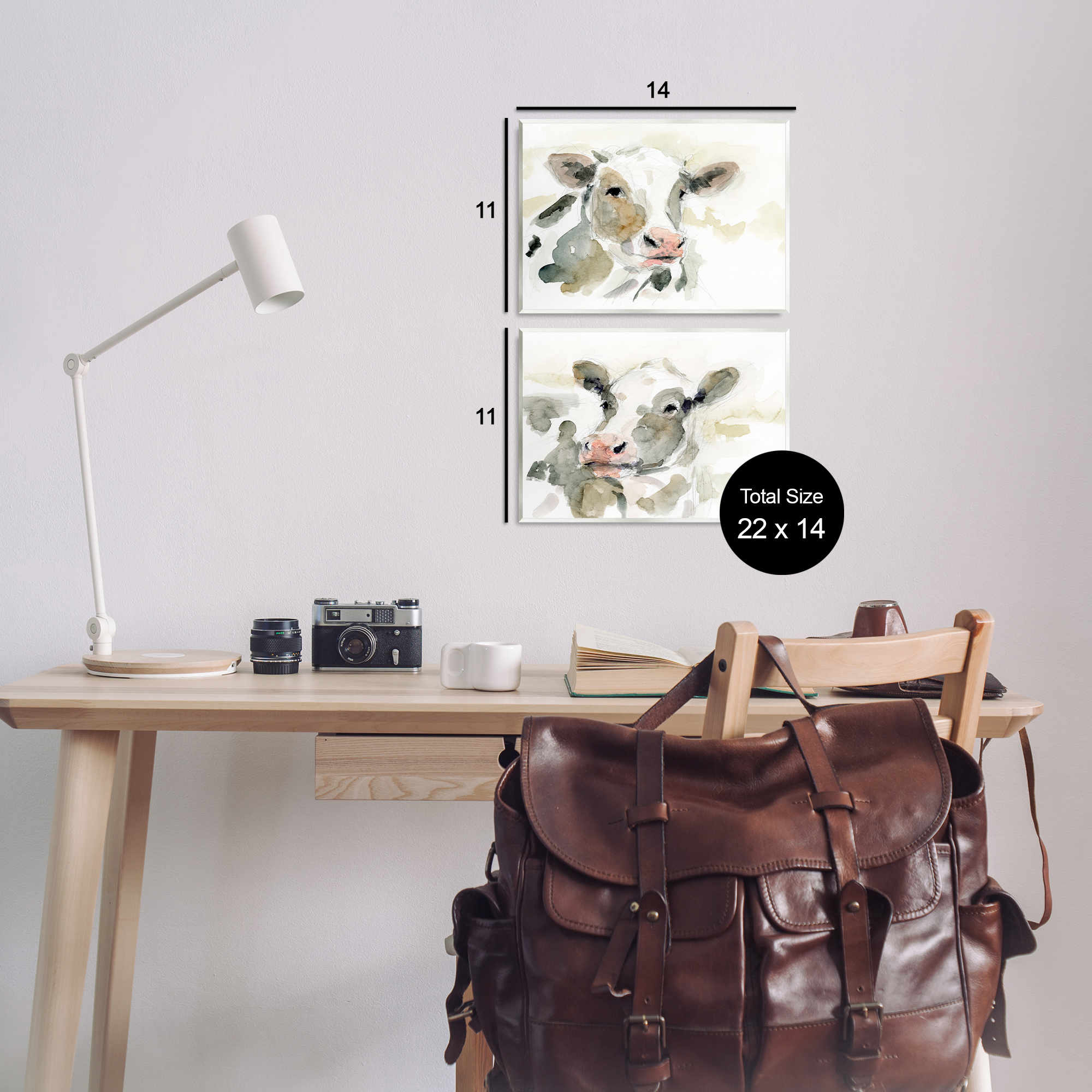 Stupell Industries Watercolor Holstein Farm Cows Animals Painting Unframed Art Print Wall Art, 14 x 11, Set of 2