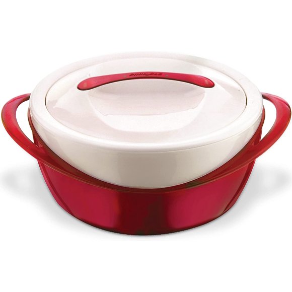 Pinnacle Contenant Isotherme Plat à Casserole - Grand Bol à Soupe et à Salade - Bol de Service Isolé avec Couvercle 3,6 Pintes, Rouge