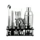 thumbnail image 4 of Juego de coctelera de barman con soporte negro y juego de mezcla de bebidas Juego de barra de Martini Los mejores accesorios de barra (plata) 20 piezas, 4 of 5