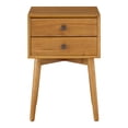 thumbnail image 2 of Leptis Mid-Century 2-Drawer Solid Wood Side Table, Light Oak, 2 of 9