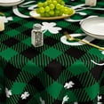 thumbnail image 2 of St. Patricks Day Tablecloth 60×60 Inch Round, Buffalo Plaid Shamrock Lucky Washable Table Cover for Party Picnic Dinner Decor, 2 of 6