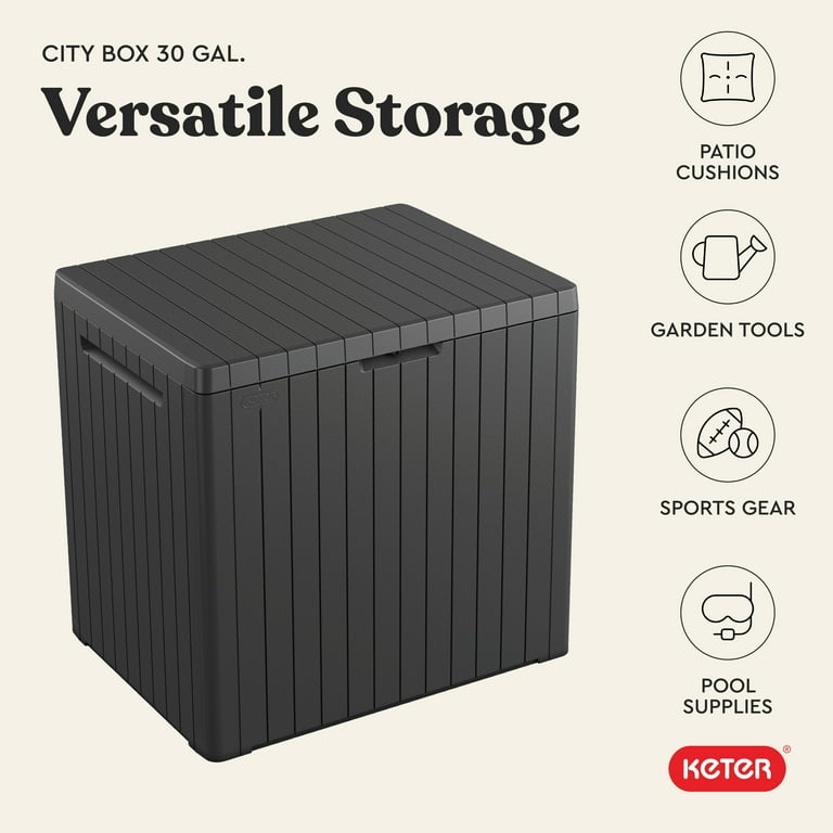 Keter City Outdoor 30 Gallon Durable Resin Outdoor Deck Box for