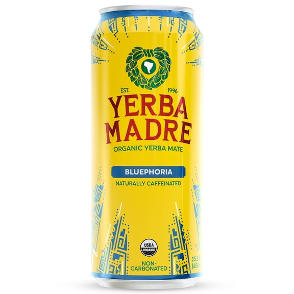 Yerba Madre Organic Yerba Mate Bluephoria, 15.5 fl oz Can