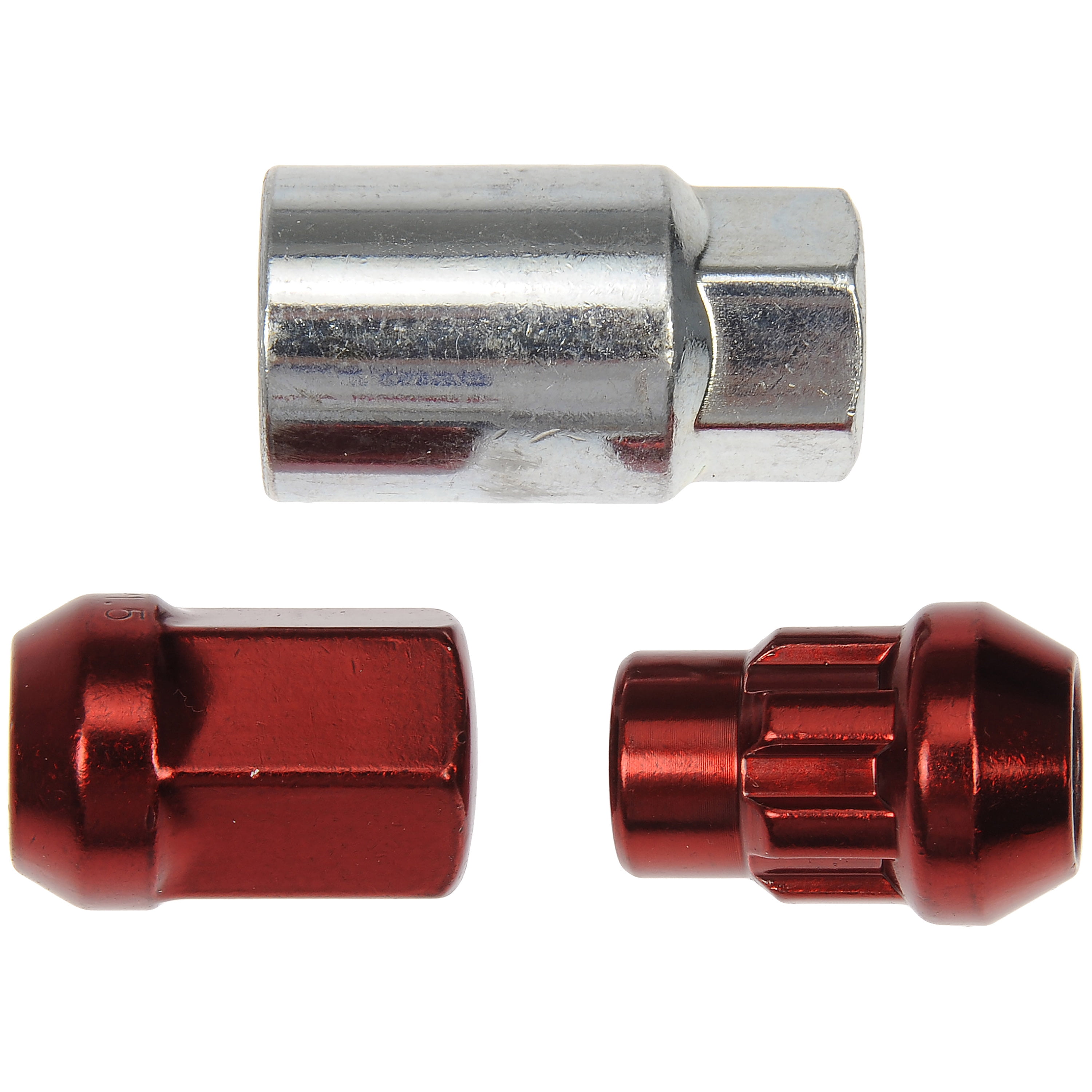 Dorman 713-375E Wheel Lug Nut for Specific Models, Red; Chrome (Pack of 20)