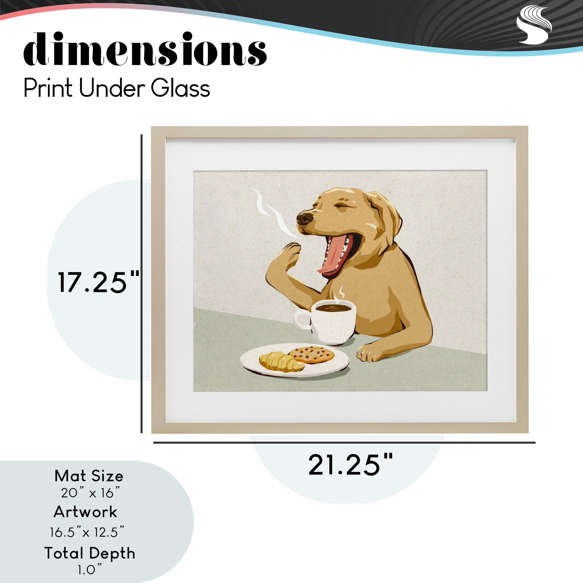 Stupell Industries Yawning Dog with Morning Coffee Birch Framed Print Under Glass, design by Ziwei Li
