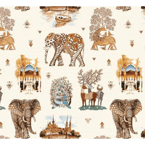 Decora Furnishings 54-Inch Microfiber Velvet Finish Bohemian Animal Print Fabric by the Yard, Swiss Coffee