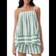 thumbnail image 2 of Conjunto de 2 Piezas de Pijama para Mujer, con Top Corto Sin Mangas con Dobladillo Fluido y Rayas Y2K + Pantalones Cortos de Cintura Alta. Verde S, 2 of 5