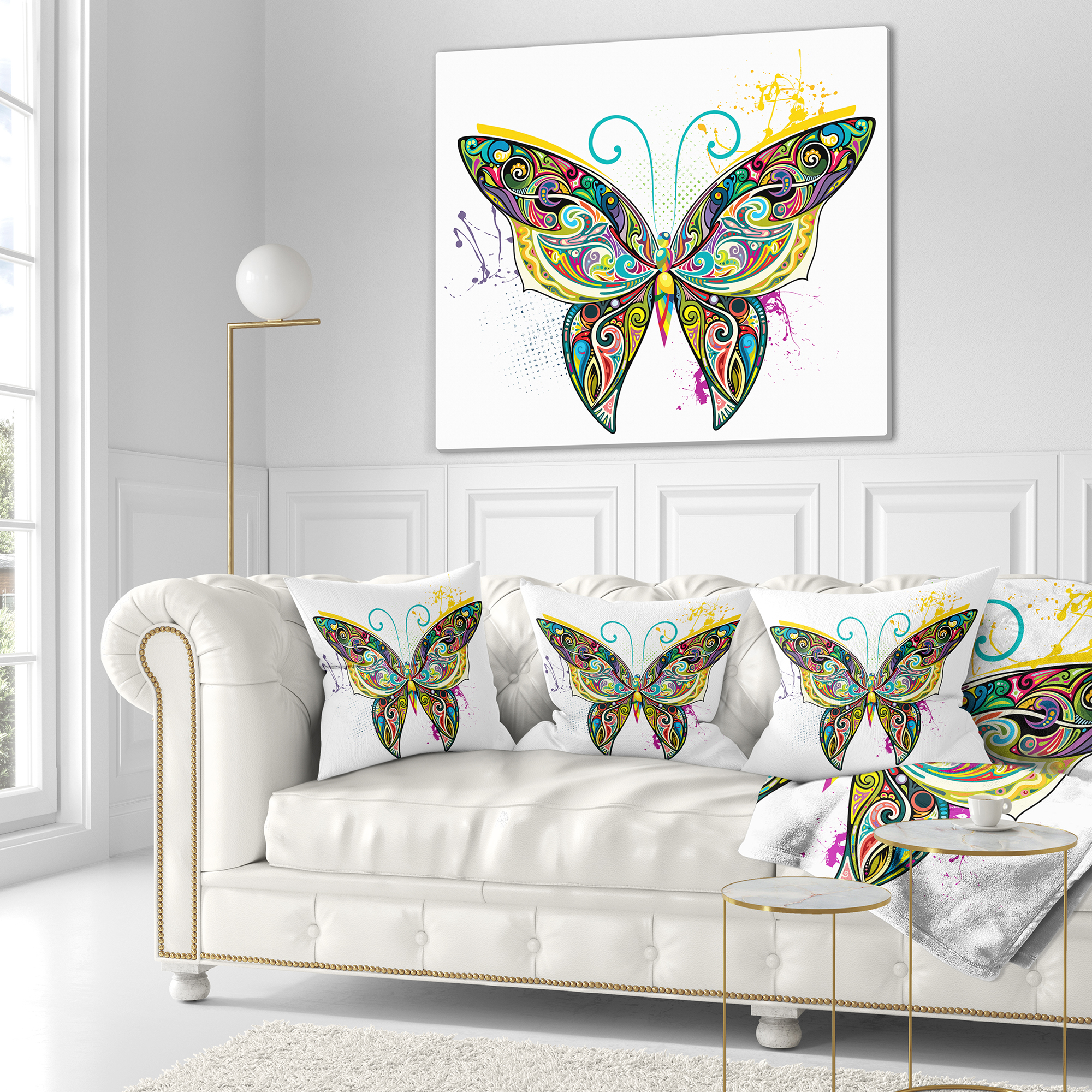 Designart Openwork Butterfly - Abstract Throw Pillow - 16x16