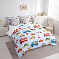 thumbnail image 2 of Manfei Cartoon Cars Print 7-Piece King Bedding,Modern Sports Art King Bed in a Bag,Blue,Reversible, 2 of 7