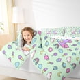 thumbnail image 4 of Manfei Pastel Unicorn 7-Piece Twin Bedding,Girls Personalized Letter A Bedding Comforter Set,Light Green Multicolor,Polkadot Reversible, 4 of 8
