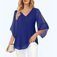 thumbnail image 5 of gakvbuo 3/4 Sleeve Tunics Tops For Womens Chiffon Blouses Shirts V-Neck Dressy Blouses Loose Mesh Shirts, 5 of 8