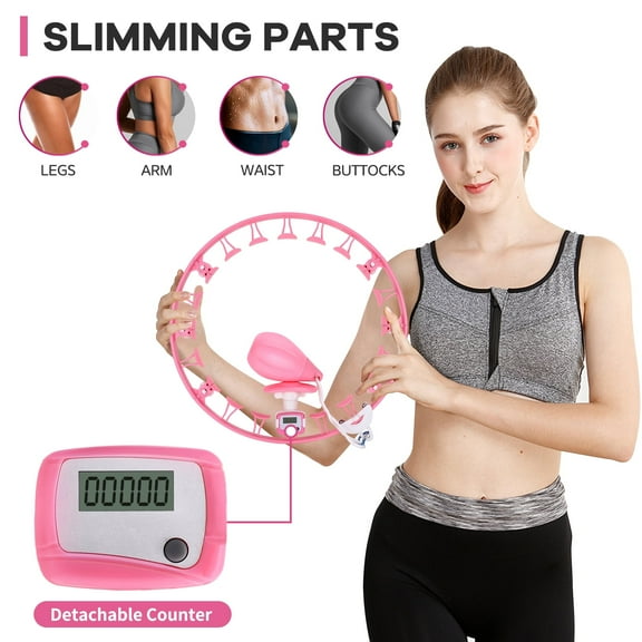 KKL Fit Hoop Hula Hoop Circle Infinity Fitness Hoop Smart Weighted Exercise Hoolahoop Detachable Adjustable for Adults Weight Loss Beginners(Pink)