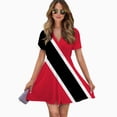 thumbnail image 2 of Flag Of Trinidad Tobago Women Dress V-Neck Short Sleeve Flowy Swing Party Midi Dress, 2 of 4