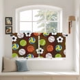 thumbnail image 2 of Brown Balls Tier Curtains 36 Inch Length, Baseball Tennis Basketball Football Cafe Short Curtains for Bathroom Over Sink, Small Kitchen Curtain Light Filtering Tiered Drapes 2 Panels 27.5"Wx36"L, 2 of 8