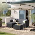 thumbnail image 4 of Boutique Home Rattan Patio Sectional Couch with Cushion and Glass Table, Black/Grey, 4 of 5