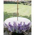 thumbnail image 3 of Outdoor Tablecloth with Umbrella Hole Zipper Spring Lavender Round Tablecloth 54" Waterproof Outside Table Cloth Purple Botanical Garden Florals Flower Patio Table Cover Tablecloths for Picnic Party, 3 of 8
