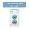 Nuby 2pk 3-D Silicone Soothing Pacifier, Rocket & Mustache