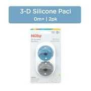 Nuby 3-D Sili Soother Baby Pacifier, Rocket and Mustache, 2 Pack