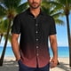 thumbnail image 1 of Blusa y camisa de manga corta con cuello vuelto para hombre, blusa informal de moda con cuello vuelto, estampado degradado, camisa de manga corta con botones, blusa de poliéster para hombre, 1 of 6