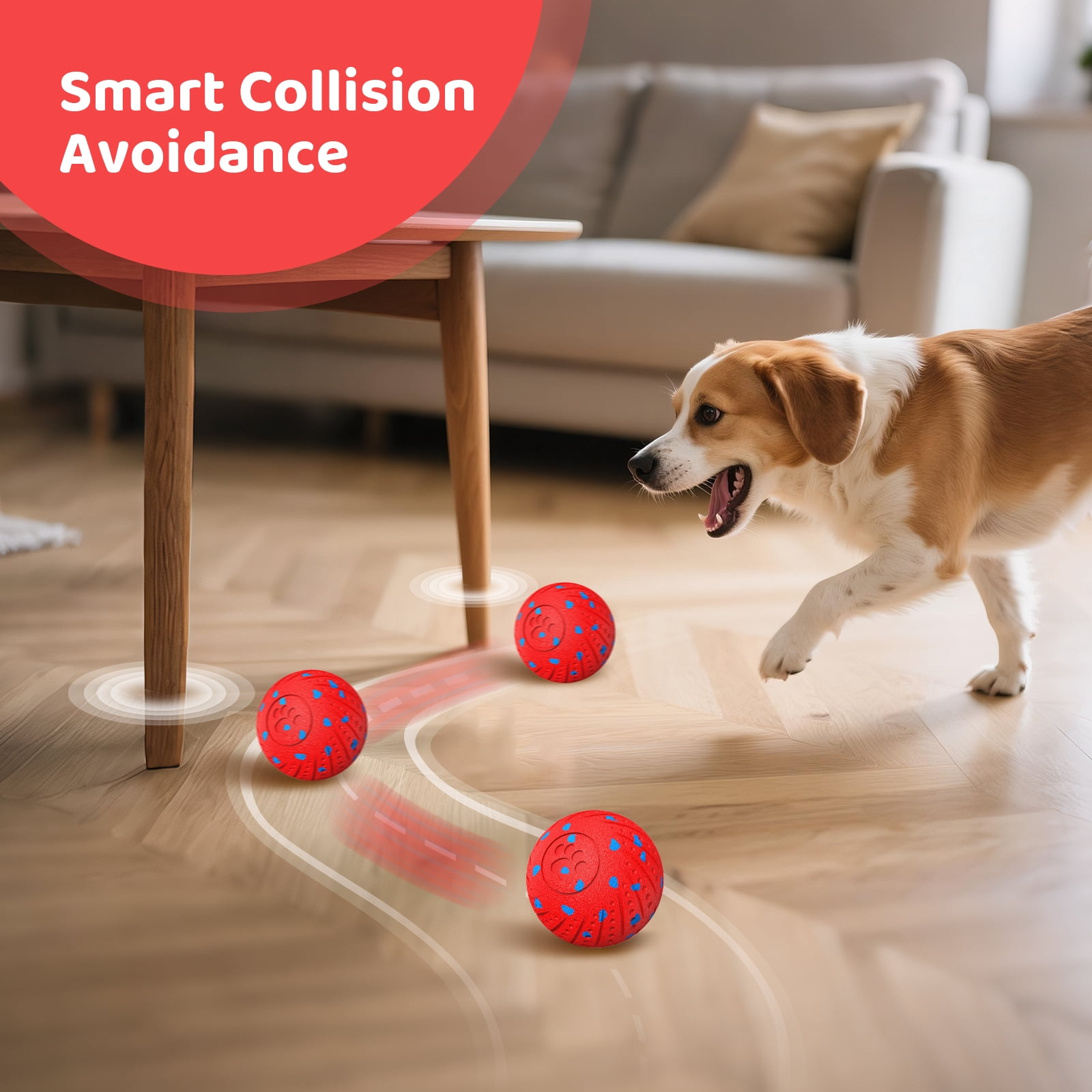 Inadays Dog Toys Interactive Dog Ball Toys For Large Dogs Automatic Ball for Dogs Chew Resistant Rechargeable E-TPU Silent Foam IPX54 Waterproof Dog Toys for Medium/Large Dogs, Red