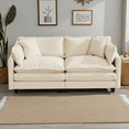 thumbnail image 2 of Tcbosik 78 inch Modern Couch for Living Room, Chenille Upholstered Sectional Loveseat with Pillow, Cozy 2-Seater Sofa for Bedroom, Beige, 2 of 6