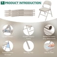 thumbnail image 3 of HOUSNIFLEX 4-Pack Fabric Folding Chairs, Padded Seat & Back, Heavy Duty Metal Frame, Portable Foldable Chairs for Home, Party & Events, Beige, 3 of 9
