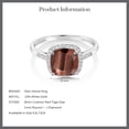 thumbnail image 7 of Gem Stone King 2.25 Ct Cushion Red Tiger Eye White Diamond 10K White Gold Ring, 7 of 7