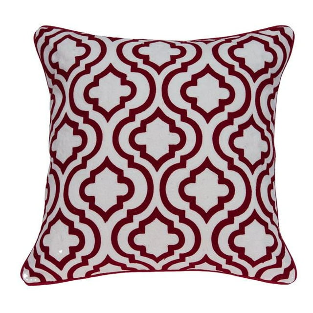 Parkland Collection PILA11018D Housse de Coussin de Transition Carrée Rouge et Blanc avec Insert en Duvet - 20 x 20 x 7 Po.