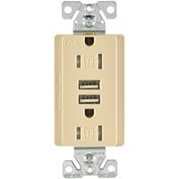 Arrow Hart TR7755V-K/TR7745V Duplex Combination USB Receptacle, 125 VAC Receptacle, 5 VDC USB, 2-Pole