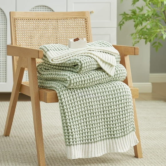 Manta Amélie Home con forma de gofre de chenilla reversible, 130 x 150 cm