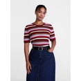 thumbnail image 2 of Scenario Women's Stripe Sweater with Short Sleeves, Sizes XS-XXXL, 2 of 8