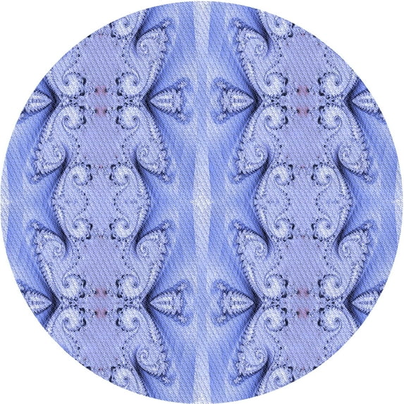 Ahgly Company Machine Washable Indoor Round Transitional Jeans Blue Area Rugs, 4' Round