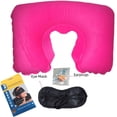 thumbnail image 2 of Almohada inflable de viaje de gran tamaño con flocado grueso de Sanbao para viajes, conjunto de tres piezas en forma de U para exteriores, almohada para el cuello para el almuerzo, 2 of 5