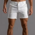 thumbnail image 2 of Nestiefly Mens Board Thick Shorts Big and Tall Elastic Waist Above Knee Relaxed Fit Mid Thigh Shorts Roll-Up Cuff Lightweight High Waisted Compression Flat Front Shorts with Pockets White M, 2 of 5