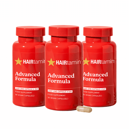 HAIRtamin Advanced Formula Supplement for Hair Health, with Biotin, Vitamins & Antioxidants, 100% Vegan – For Women & Men, 3-Month Supply