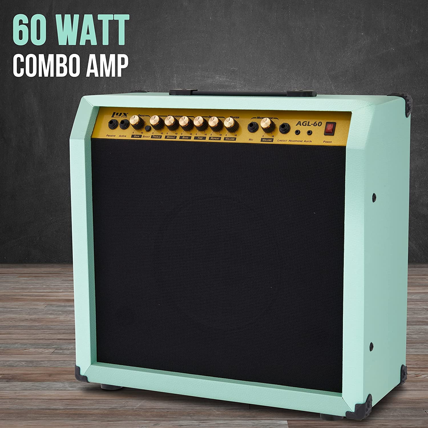 LyxPro Electric Guitar Amplifier, 60 Watt, Wood Guitar Amp with Built-in Speaker