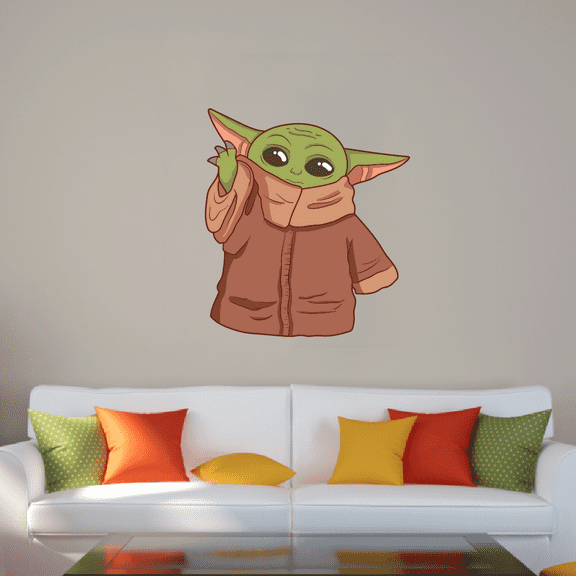 Baby Yoda Wave The Mandalorian Star Wars TV Show Series Wall Cartoon Stickers Decor Design for Boys/Girls Bedroom (30x27 inch)