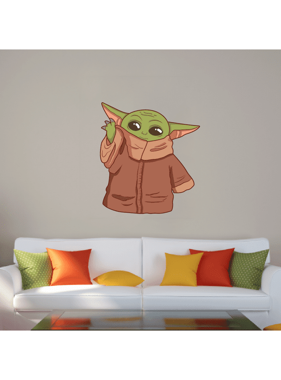 Baby Yoda Wave The Mandalorian Star Wars TV Show Series Wall Cartoon Stickers Decor Design for Boys/Girls Bedroom (30x27 inch)