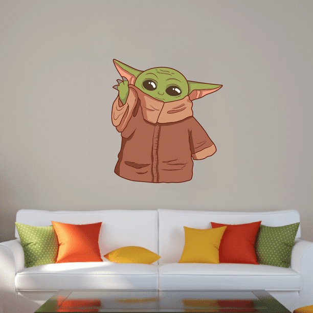 Baby Yoda Wave The Mandalorian Star Wars Tv Show Series Wall Cartoon Stickers Decor Design For Boys Girls Bedroom Entertainment Fans Rooms Home Art Decals Wall Art Vinyl Decoration Size 30x27 Inch