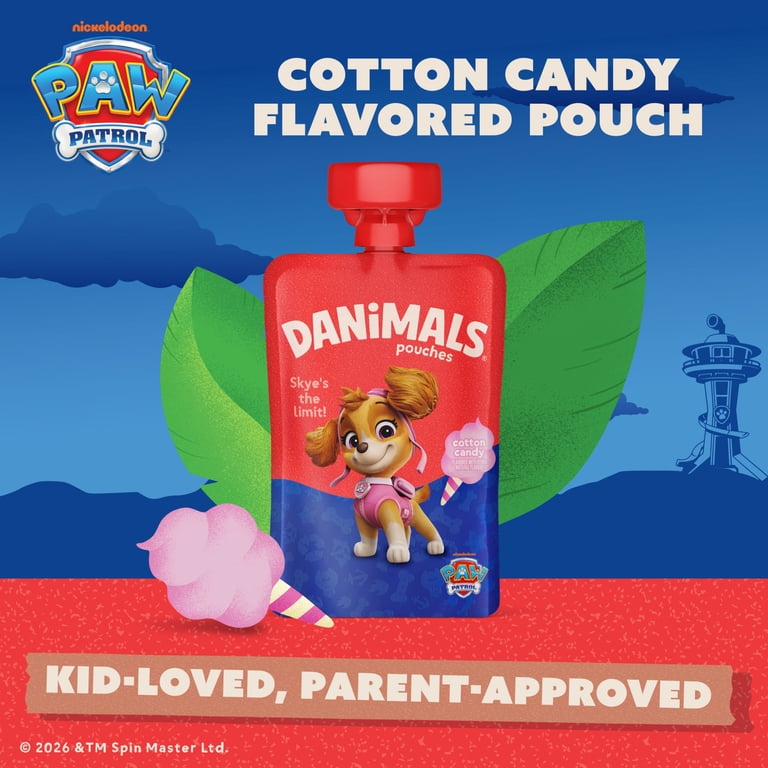 Danimals Cotton Candy Yogurt Pouches 3.5 oz Squeezable Snacks with