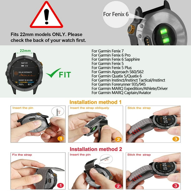 Peggybuy Nylon Loop Strap for Garmin Fenix 7/7S/7X/6X/6S/6 Pro/5X