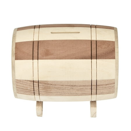 

Njspdjh Zipper Storage Bags for Clothes Wooden Pigg y Bank Safe Money Box Savings Barrel Wood Carving Handmade