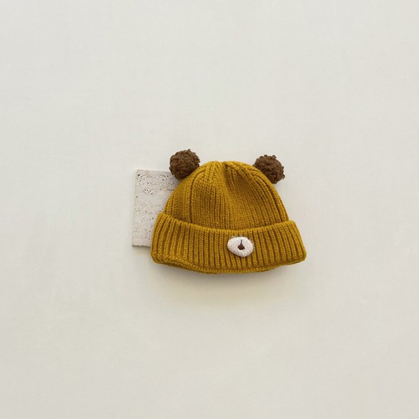 Gorro de bebé de otoño e invierno, estilo coreano, bonito y súper lindo, gorro de melón con forma de cachorro, gorro de punto cálido, gorro de lana para bebé