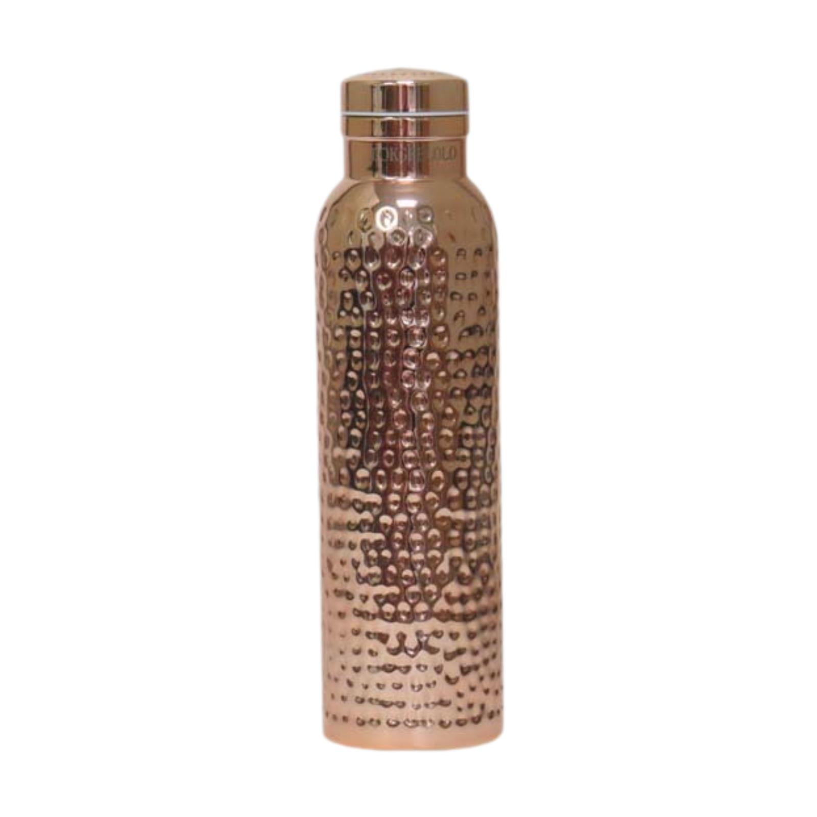 FOLK CRAFT Pure Copper Water Bottle - 32oz Handmade Indian Copper Bottle For Travel, Gym, Office