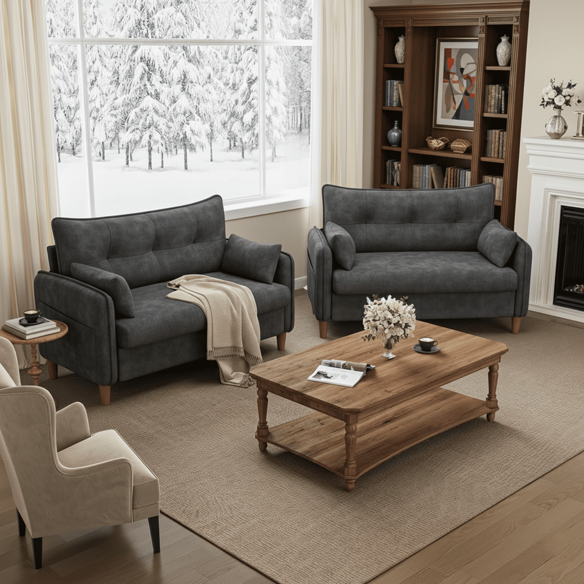 Gacale 50" Loveseat Couch with Tufted Design | Space-Saving Love Seat Sofa for Small Spaces, Bedroom, and Apartment, Gray