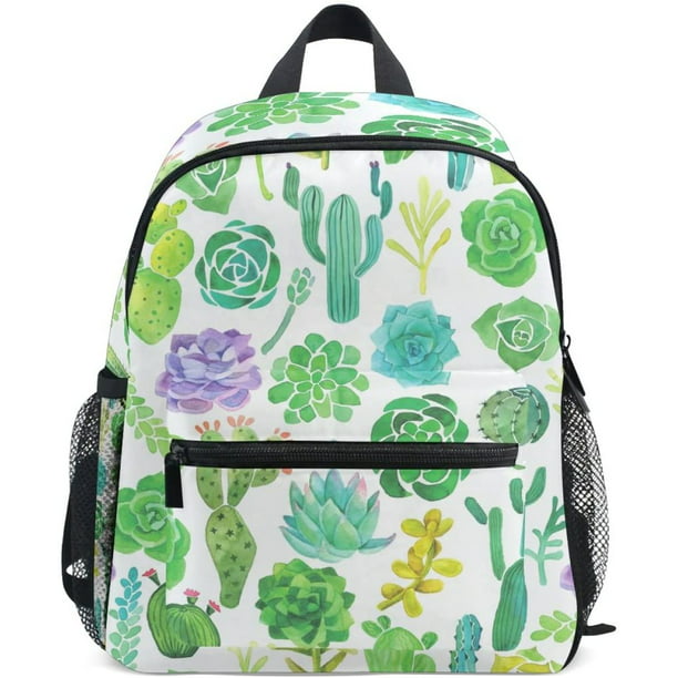 ZZKKO Green Watercolor Cactus Succulent plant Kids Backpack Pre-School Bag  for Kindergarten Toddler Boy Girls