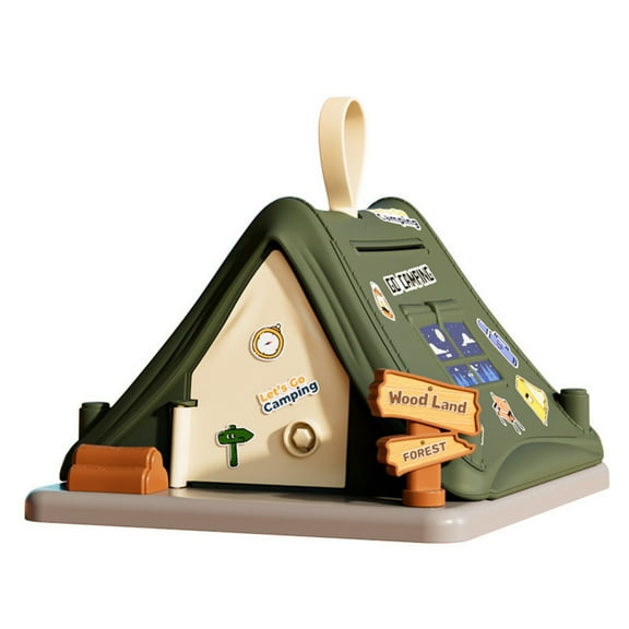 ZMKIAG Creative Tent Coin Money Bank, Funny Large Capacity Tent Shape Piggy Bank for Children, Unbreakable Plastic Banks Toy with Key, Stylish Children's Toy Savings Jar Gift