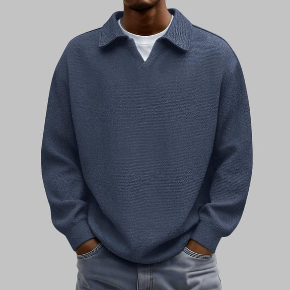 DayScoop Casual T-Shirt for Men Long Sleeve T Shirt Big & Tall Fall Fashion Solid Color Breathable Versatile Pullover Tops Plus Size