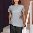 thumbnail image 2 of Amzcrzy Hauts pour Femmes Couleur Unie Col Rond Hauts Adaptatifs Manches Courtes Boutons Latéraux, 2 of 5